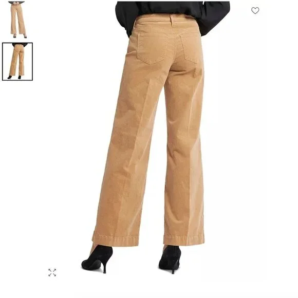 NWT NYDJ Teresa Wide Leg High Waist Fall Casual Tan Corduroy Pants Size 20W